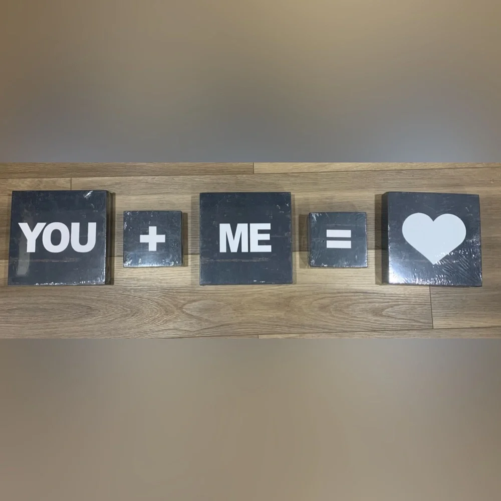 You and‎ Me equal heart decor sign. Black and White. NEW